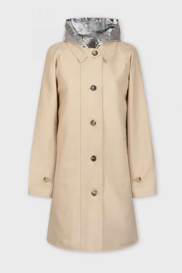 21ACMA117CO0367 6 GABARDINA PACO RABANNE DE MEZCLA DE MATERIALES BEIGE - PLATA