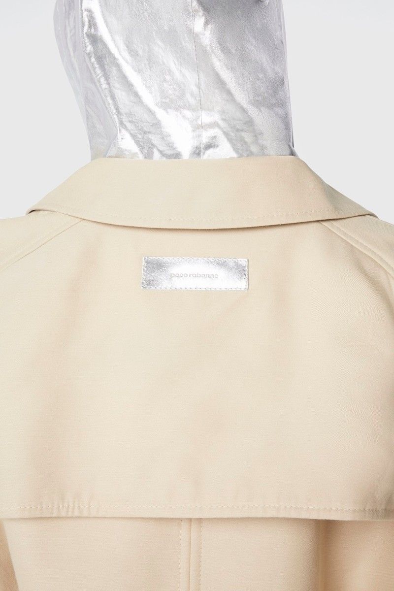 21ACMA117CO0367 4 GABARDINA PACO RABANNE DE MEZCLA DE MATERIALES BEIGE - PLATA