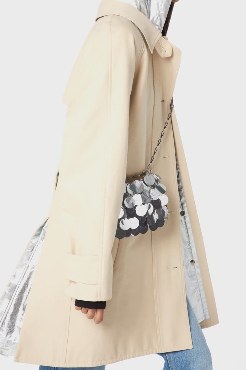 21ACMA117CO0367 5 GABARDINA PACO RABANNE DE MEZCLA DE MATERIALES BEIGE - PLATA