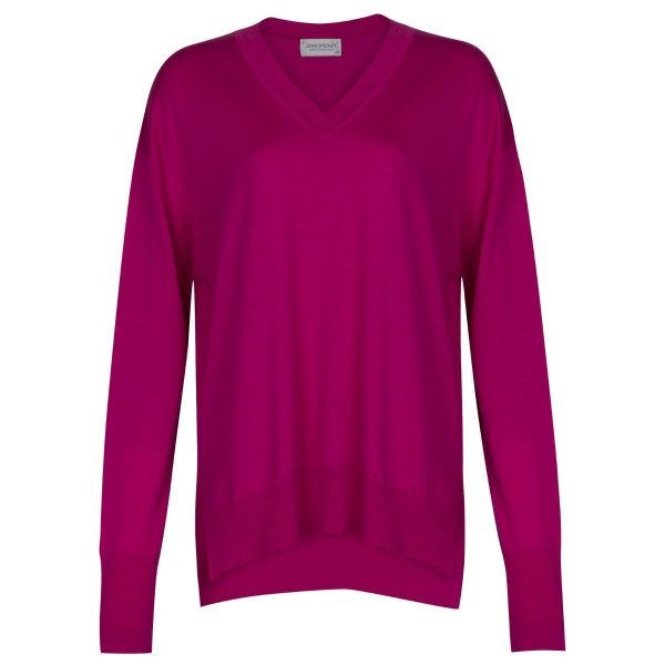 SWEATER LISO RIDLA JOHN SMEDLEY DE LANA DE MERINO FUCSIA