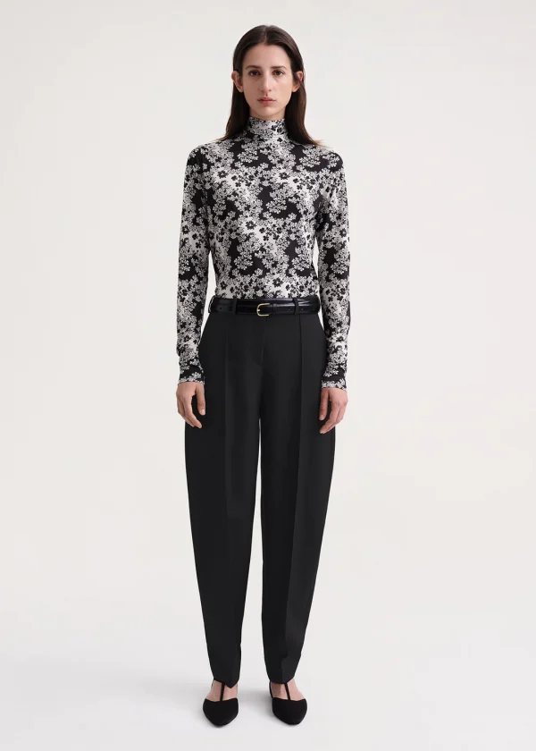 JERSEY TIE-NECK TURTLENECK TOTEME FLORAL