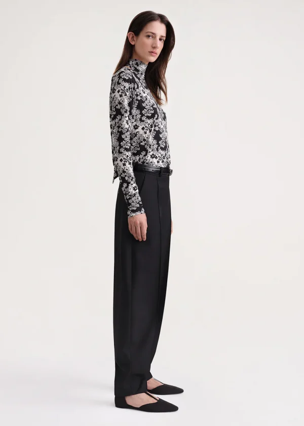 JERSEY TIE-NECK TURTLENECK TOTEME FLORAL