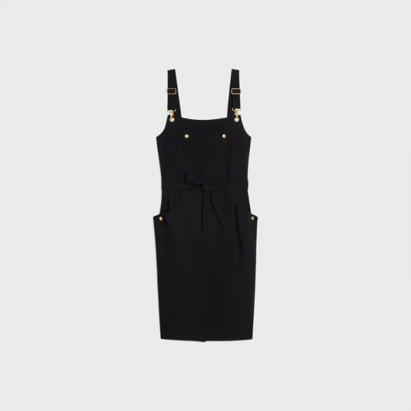 VESTIDO TABLIER CELINE DE SABLÉ DE VISCOSA NEGRO