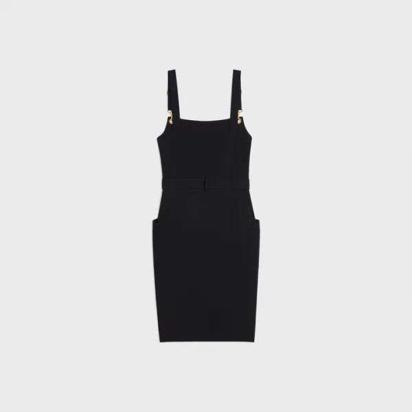 VESTIDO TABLIER CELINE DE SABLÉ DE VISCOSA NEGRO