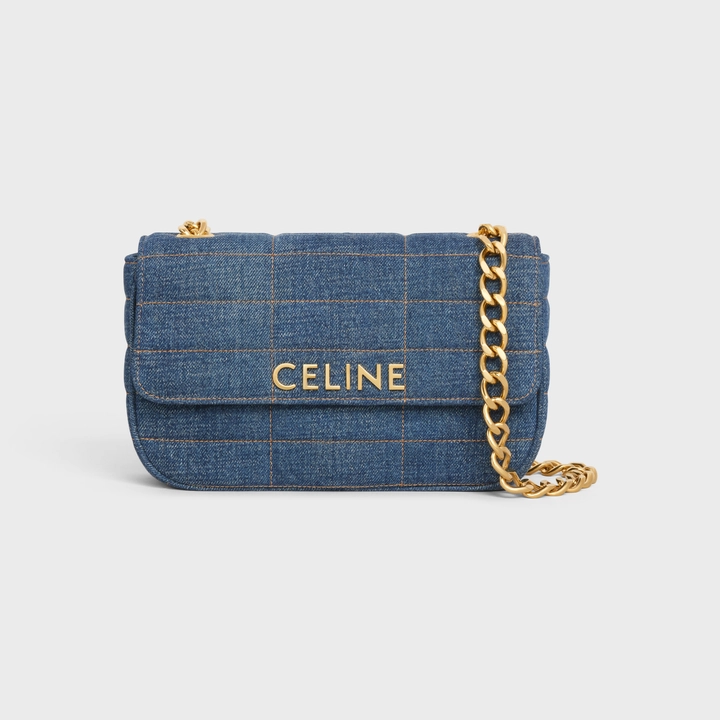 BOLSO DE HOMBRO CELINE DENIM ACOLCHADO MONOCROMÁTICO