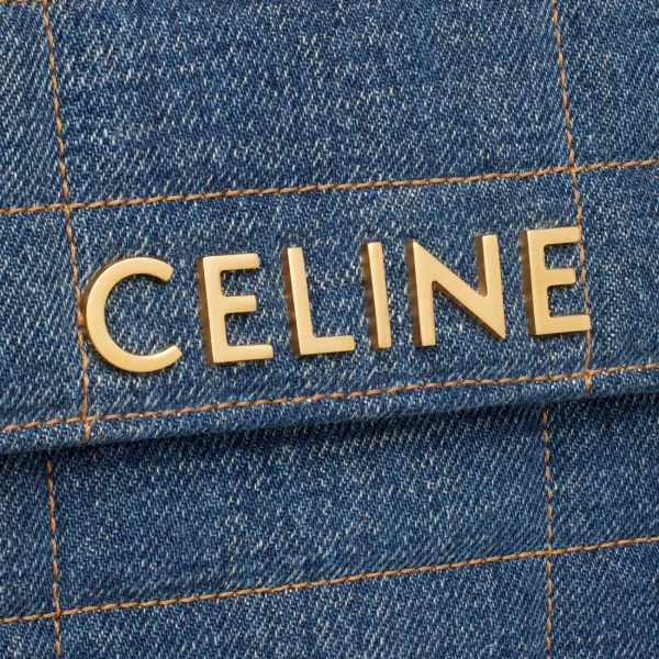 BOLSO DE HOMBRO CELINE DENIM ACOLCHADO MONOCROMÁTICO