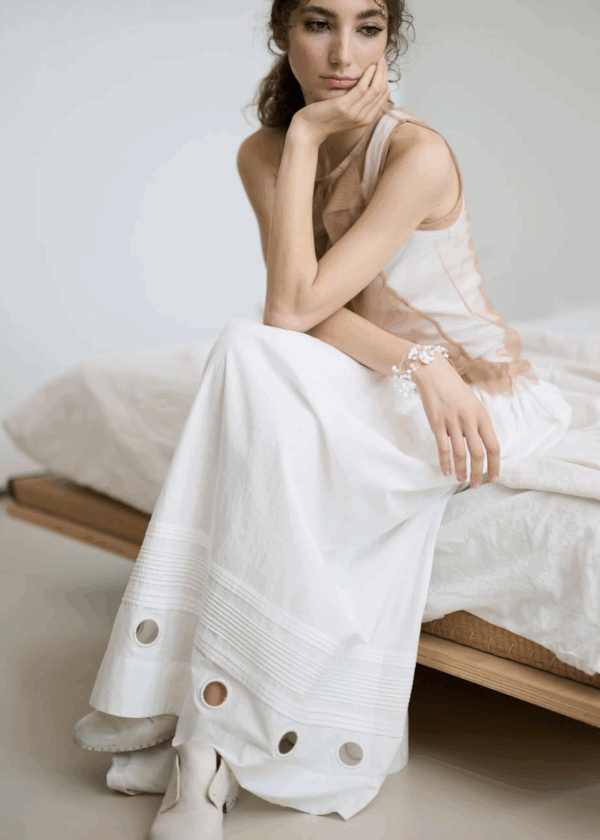 FALDA MARIA CALDERARA HOLES BLANCA